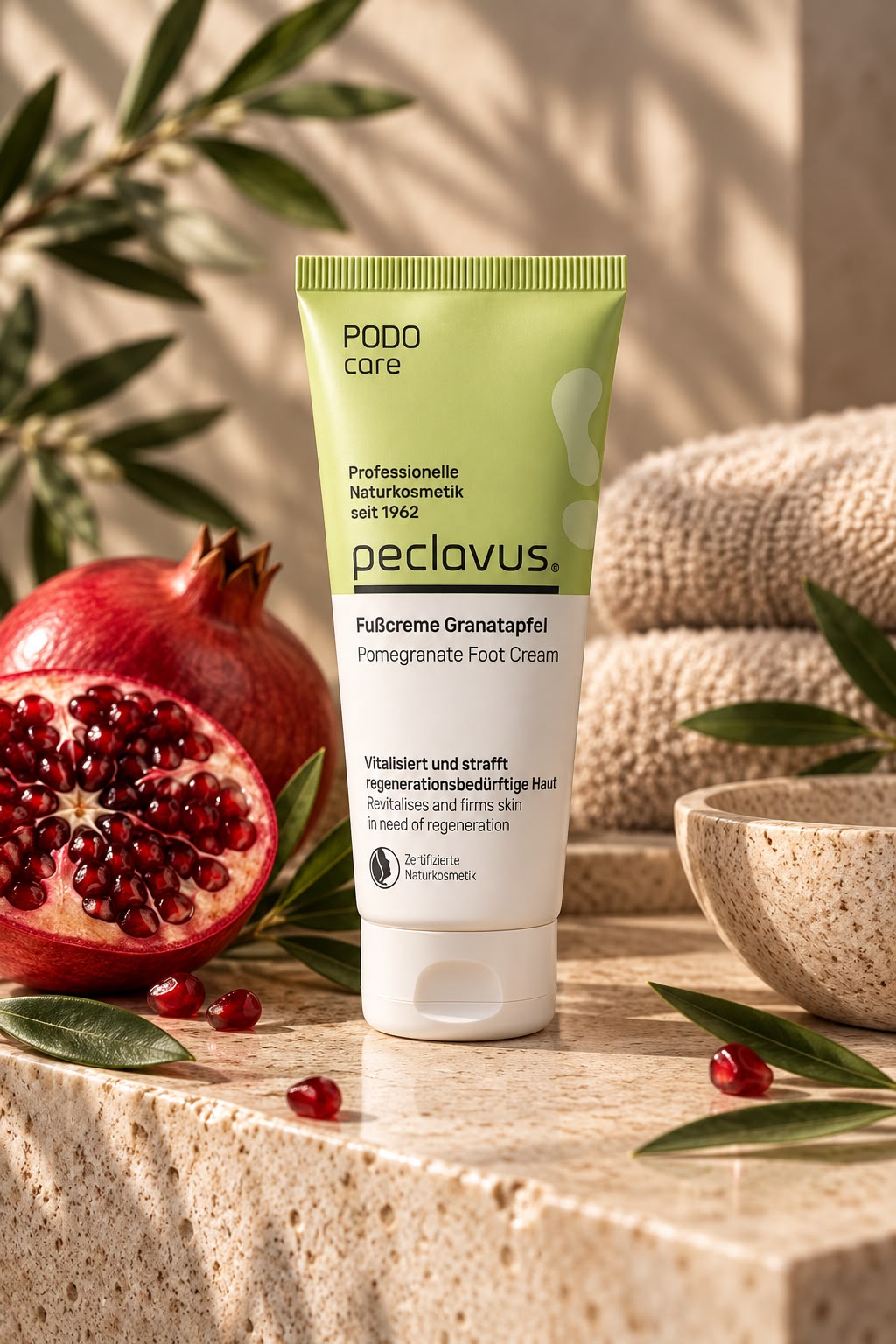 peclavus PODOcare Fußcreme Granatapfel, regenerationsbedürftige Haut, 30 ml